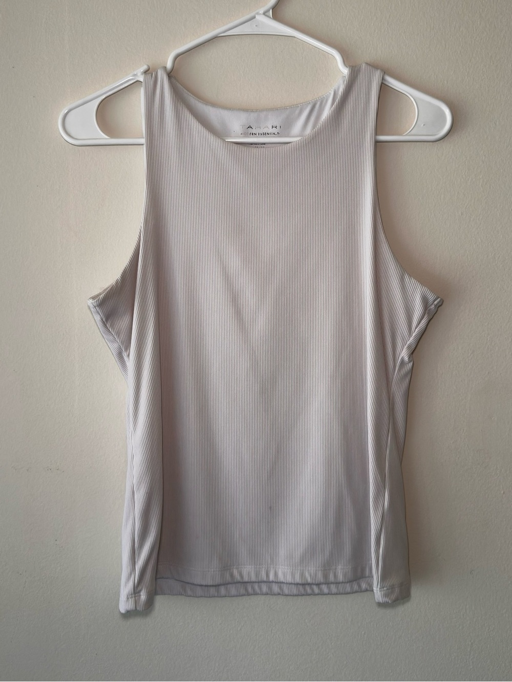 Tahari Sleeveless Ribbed Tank Top - White